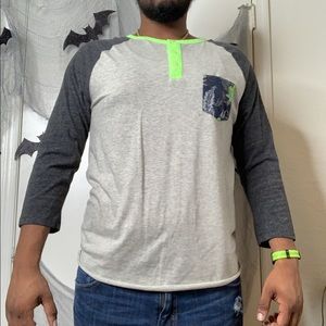 American Eagle baseball arm length pocket tee